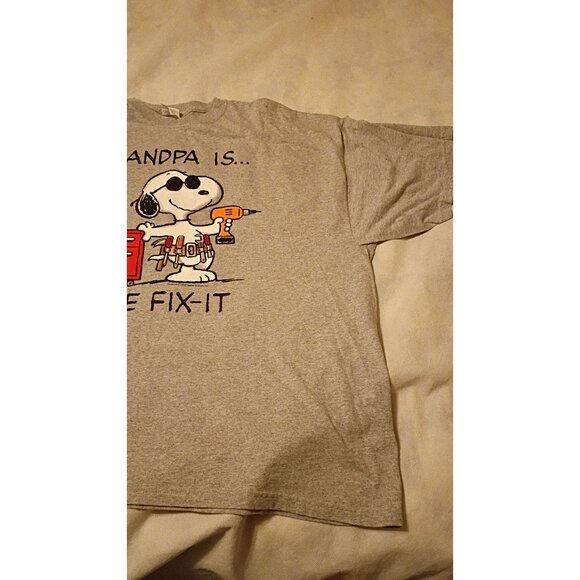 Grandpa Is Joe Fix-It Snoopy Graphic T-Shirt 3XL Gildan Heavy Cotton Gray Short - Picture 4 of 7
